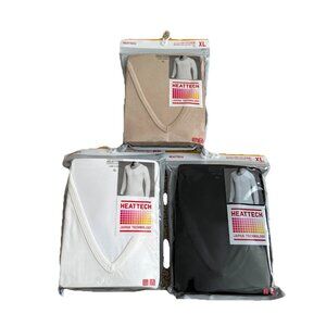 3 Pack Uniqlo Heat Tech V neck Thermal Under Shirt L Large Black White Tan Lot